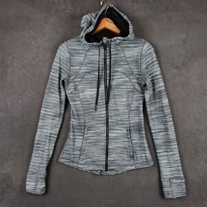 Lululemon Hooded Define Jacket Nulu Womens 6 Black White Thumbholes Slim Fit